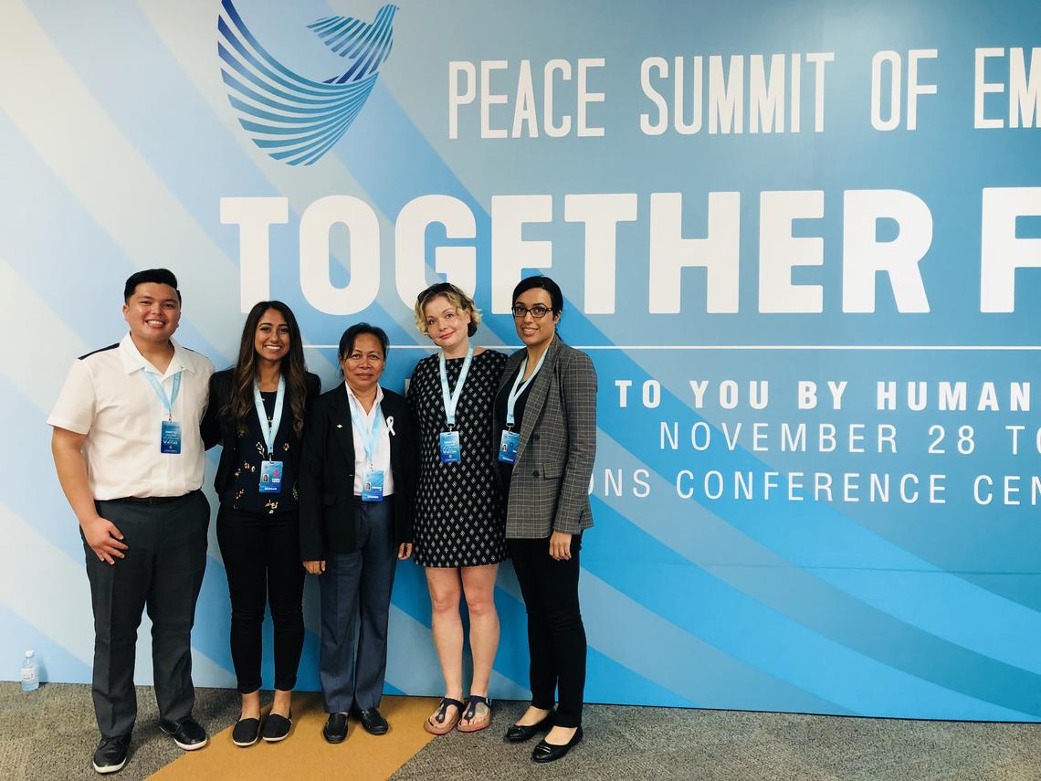 The students meet Ponheary Ly (centre), a Cambodian national who survived the Khmer Rouge.