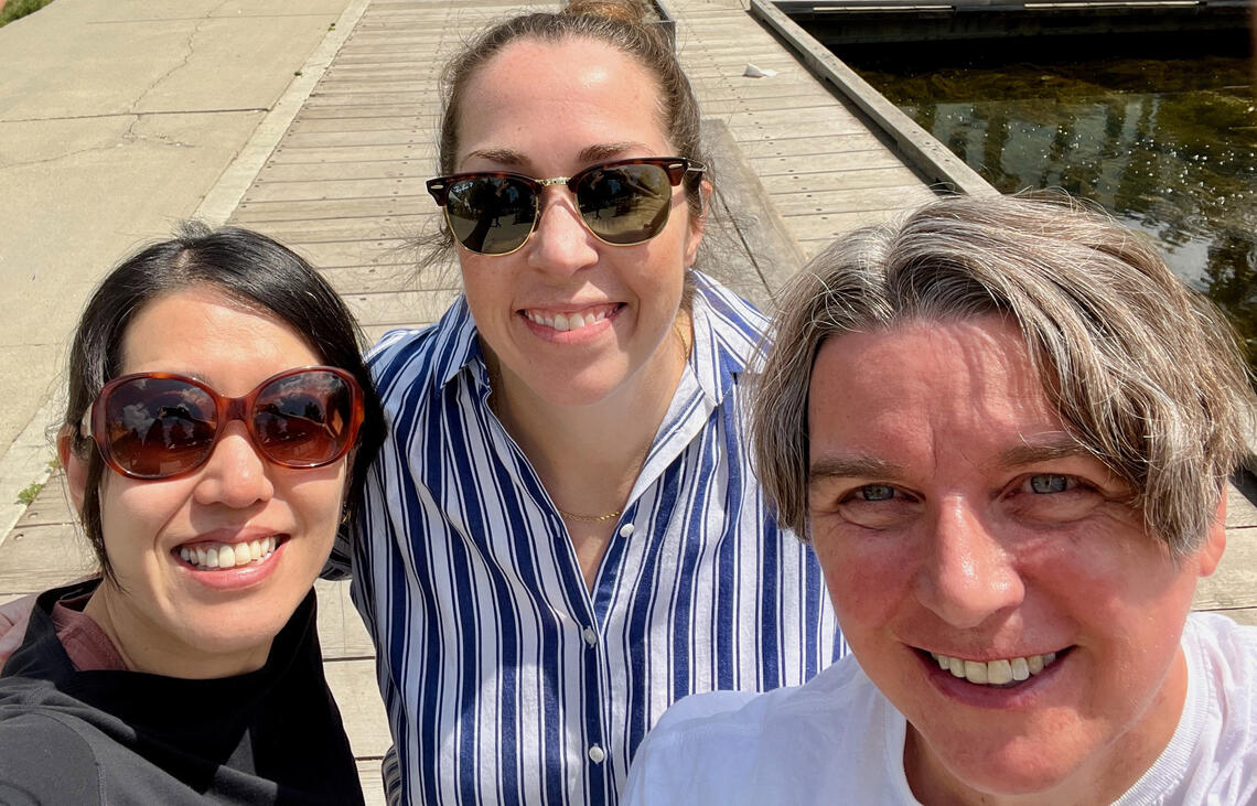 Dr. Callaghan smiling alongside Dr. Kaori Wada and Dr. Meredith Maroney